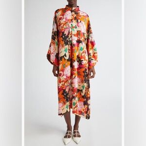 NWT $750 La Vie Style House Hibiscus Print Cover-Up Caftan, One Size